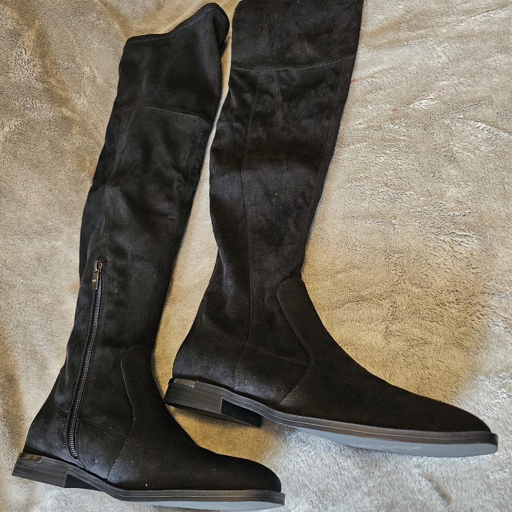 Marc Fisher Renn Women's Black Suede Pointed-Toe Over-the-Knee Boots Size 8 NWOB